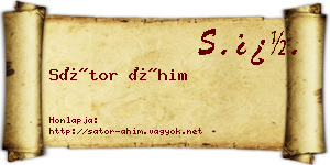 Sátor Áhim névjegykártya